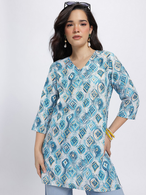 Anouk Rustic Printed V-Neck Straight Kurti