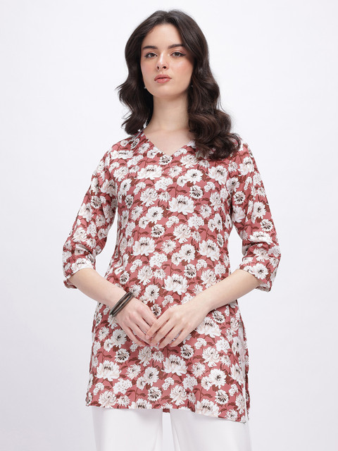Anouk Rustic Floral Printed V-Neck Kurti - Image 2