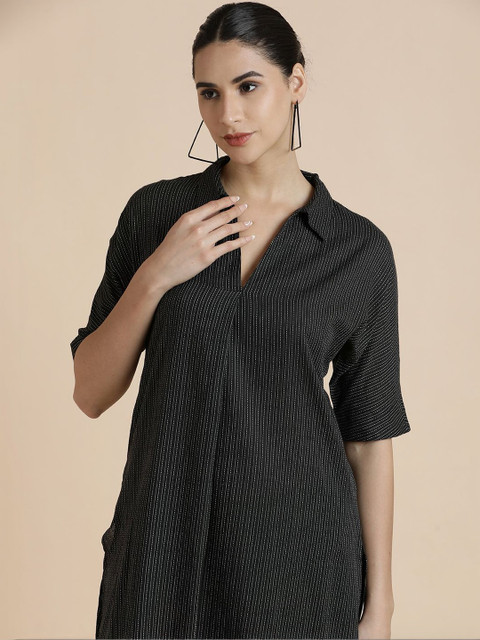 BLACK & BLAH BLAH Embroidered Kurta With Trousers - Image 6