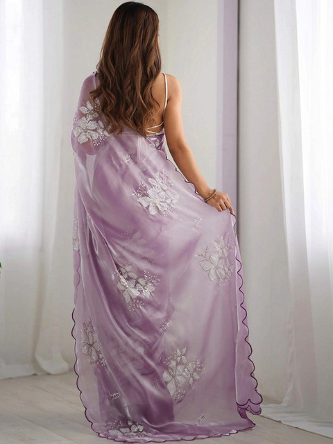 JANOI Embellished Embroidered Poly Georgette Saree - Image 2