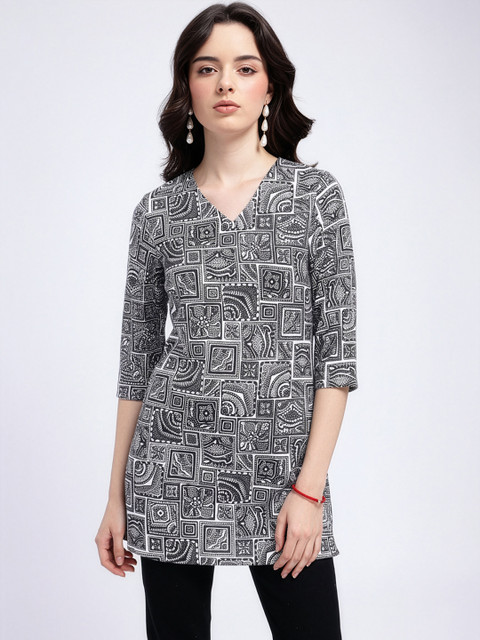 Anouk Rustic Ethnic Motifs Printed V-Neck Kurti