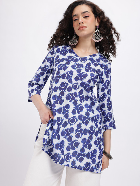 Anouk Rustic Abstract Printed V-Neck Straight Kurta