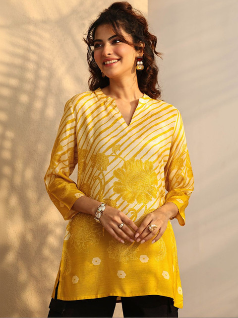 Libas Leheriya Printed V-Neck Kurti