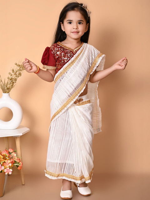 SABIKO Girls Embellished Saree & Blouse
