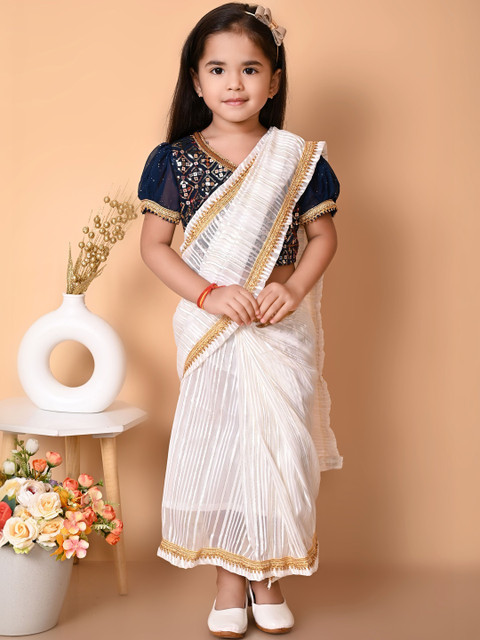 SABIKO Girls Embellished Saree & Blouse