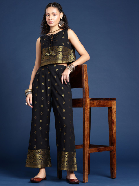 Taavi Tie-Up Neck Woven Legacy Ethnic Co-Ords