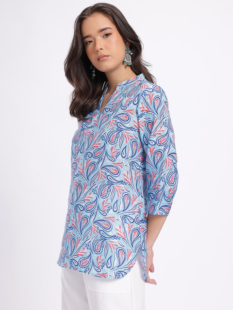 Anouk Rustic Ethnic Motifs Printed Mandarin Collar Straight Kurti - Image 5