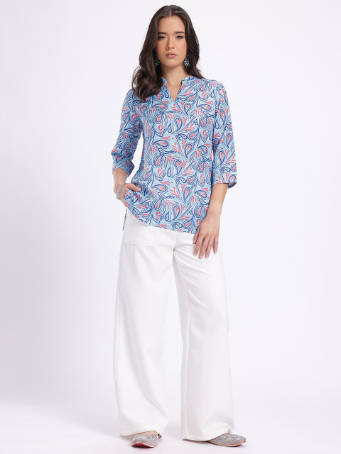 Anouk Rustic Ethnic Motifs Printed Mandarin Collar Straight Kurti