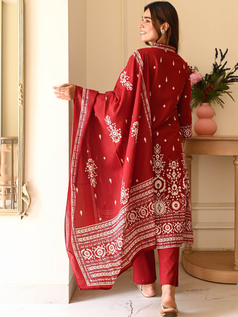 SURUKH Women Ethnic Motifs Printed Regular Kurta with Trousers & With Dupatta - Image 4