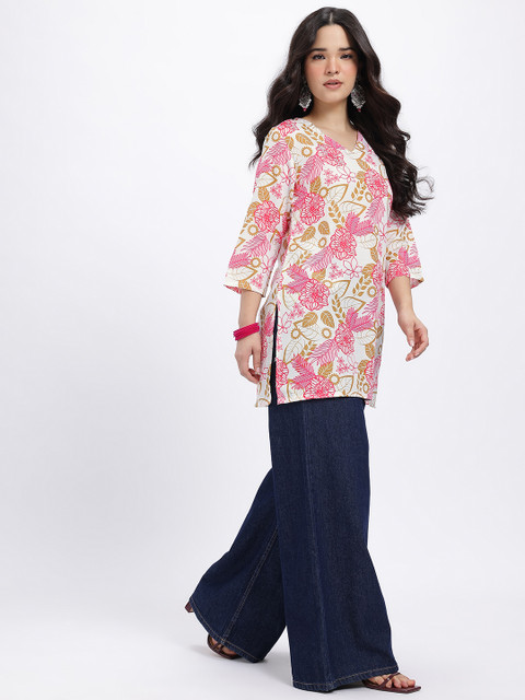 Anouk Rustic Floral Printed V-Neck Straight Kurti - Image 6