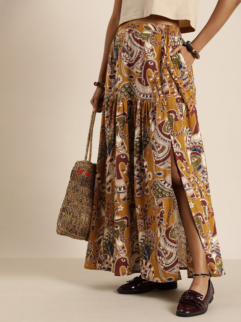 Taavi Ethnic Print Pure Cotton A-Line Maxi Skirt - Image 2