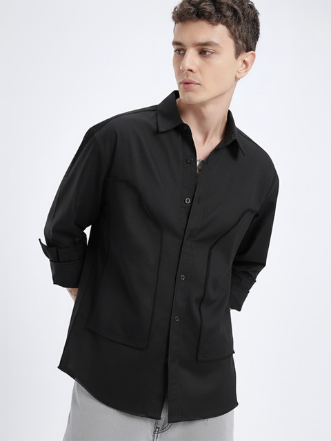 glitchez Raw Hem Relaxed Fit Shirt