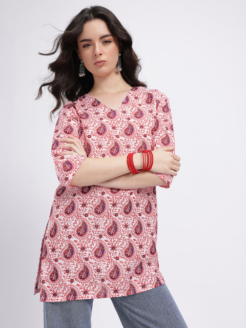 Anouk Rustic Paisley Printed V-Neck Kurti