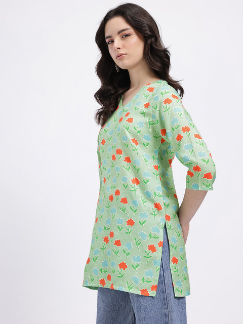 Anouk Rustic Floral Printed V-Neck Straight Kurti - Image 4
