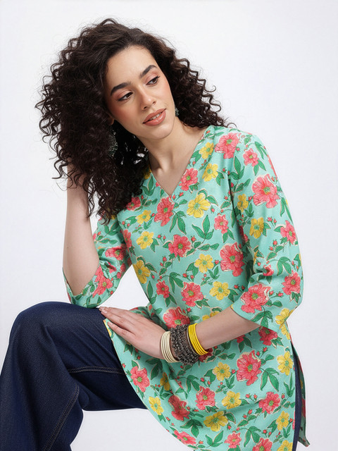 Anouk Rustic Floral Print Short Kurti