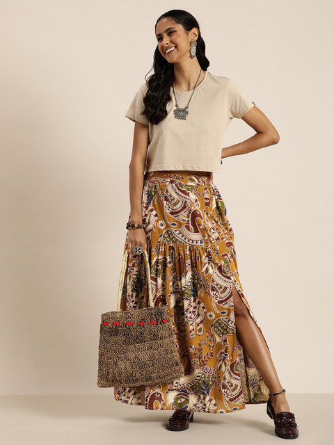 Taavi Ethnic Print Pure Cotton A-Line Maxi Skirt - Image 4