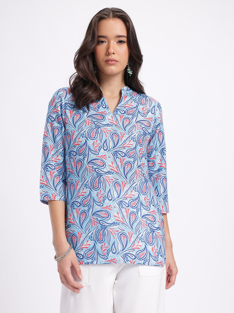 Anouk Rustic Ethnic Motifs Printed Mandarin Collar Straight Kurti - Image 2