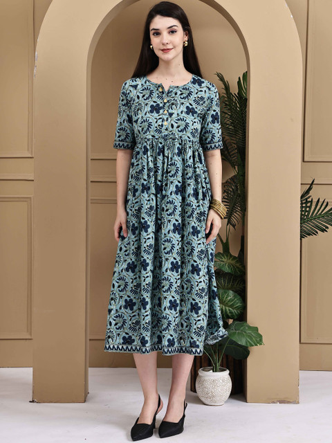 KALINI Floral Print Fit & Flare Midi Dress