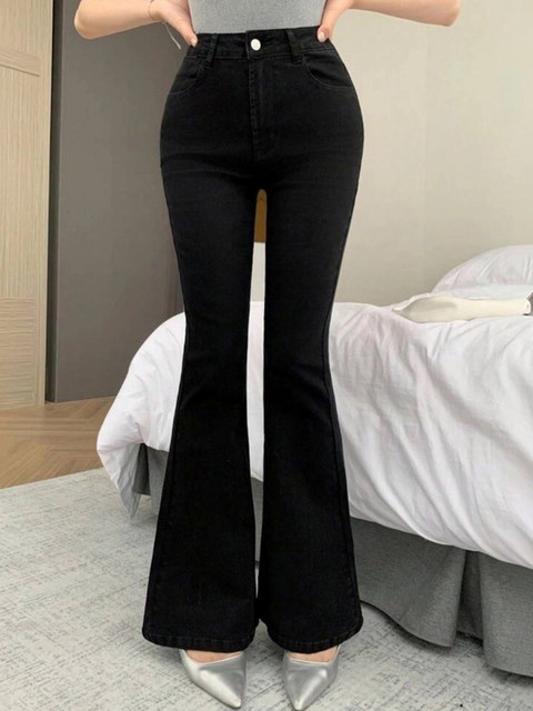 Aadvi Fashion Women Smart Flared High-Rise Jeans