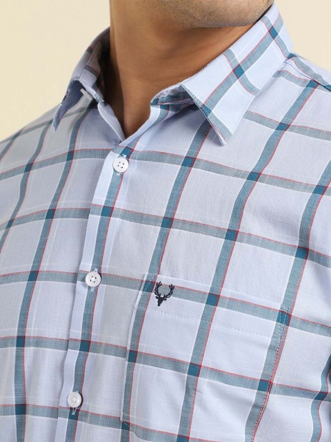 Allen Solly Men Spread Collar Windowpane Checked Cotton Casual Shirt - Image 2