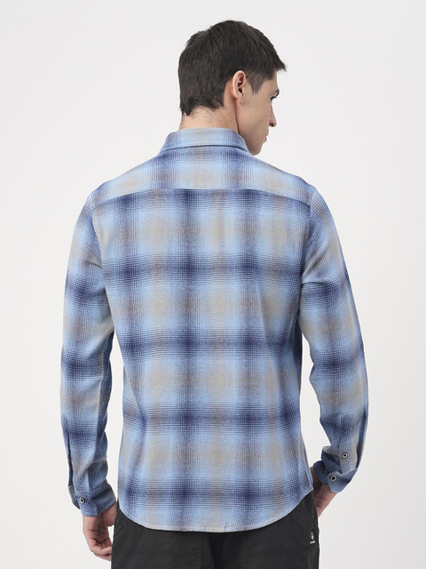 VASTRADO Men Classic Fit Spread Collar Checked Cotton Casual Shirt - Image 5