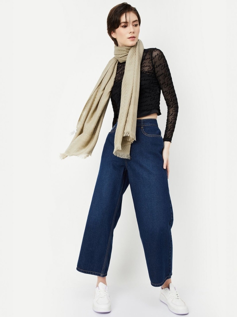 max Geometric Woven Design Acrylic Shawl