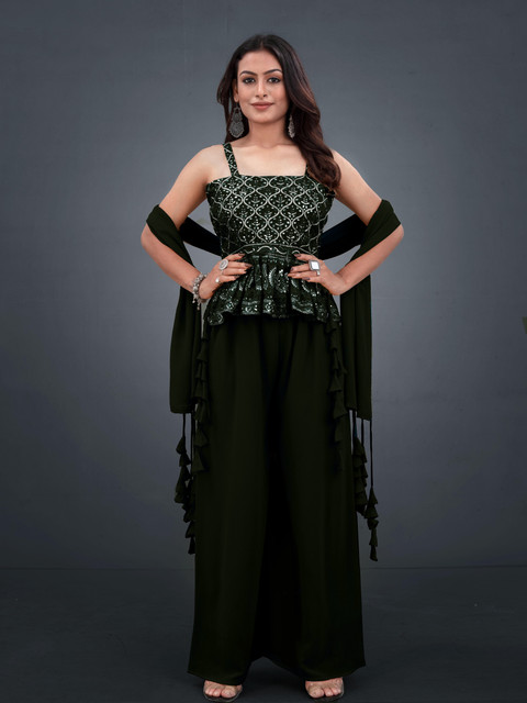 SANCIA Embroidered Ethnic Co-ords with Dupatta