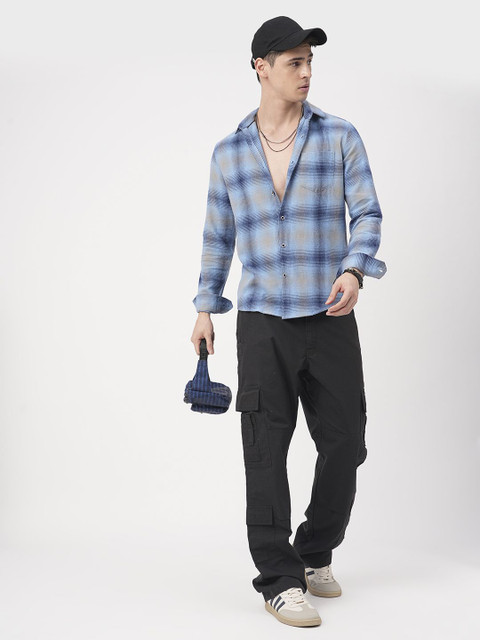 VASTRADO Men Classic Fit Spread Collar Checked Cotton Casual Shirt - Image 6