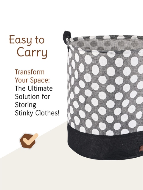 Kuber Industries Grey & White 2 Pieces Printed Foldable Cloth Basket With Handle - 43 L - Image 6