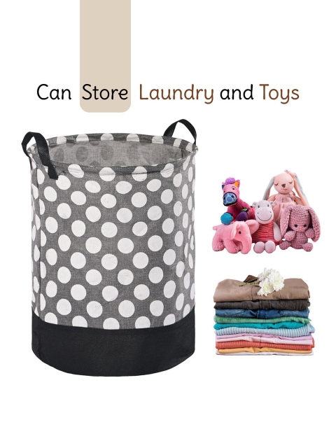 Kuber Industries Grey & White 2 Pieces Printed Foldable Cloth Basket With Handle - 43 L - Image 5