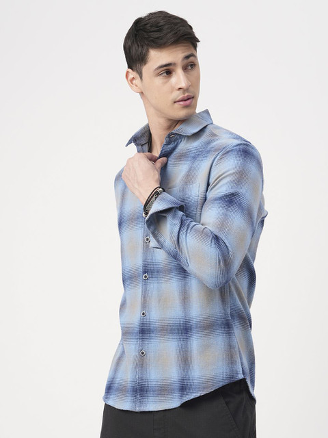 VASTRADO Men Classic Fit Spread Collar Checked Cotton Casual Shirt - Image 4