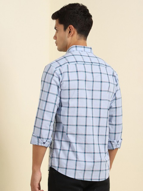 Allen Solly Men Spread Collar Windowpane Checked Cotton Casual Shirt - Image 4