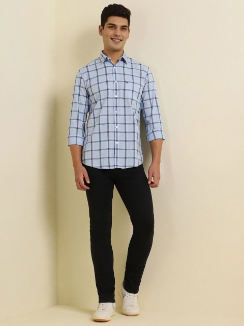 Allen Solly Men Spread Collar Windowpane Checked Cotton Casual Shirt - Image 5