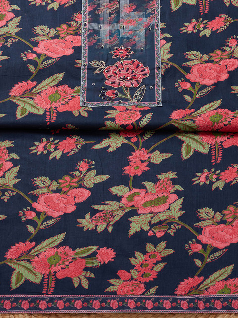 Soch Floral Printed Beads And Stones Work Unstitched Dress Material - Image 5