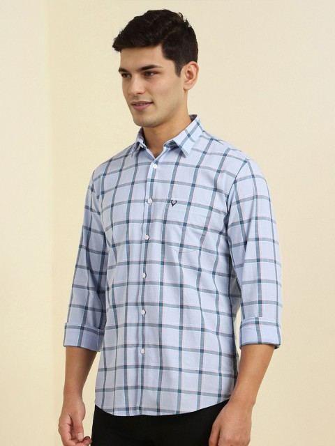 Allen Solly Men Spread Collar Windowpane Checked Cotton Casual Shirt - Image 3