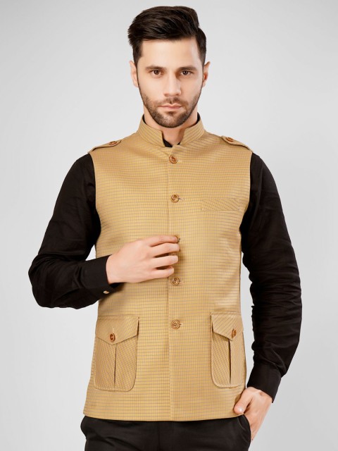 Wintage Checked Pure Cotton Nehru Jacket