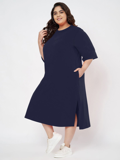 BRINNS Women Plus Size Pure Cotton T-shirt Midi Dress - Image 4