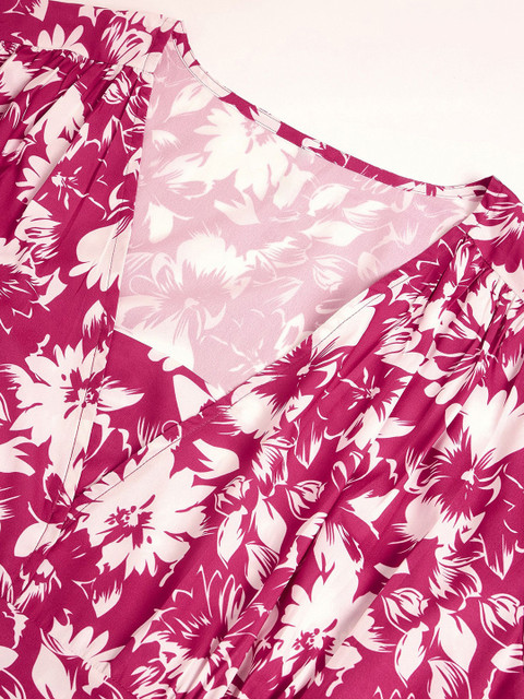 ANJIR Plus Size Floral Printed A-Line Dress - Image 7