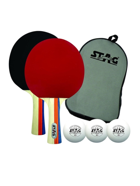 STAG GLOBA 2 Wooden Table Tennis Racket & 3 Balls Set