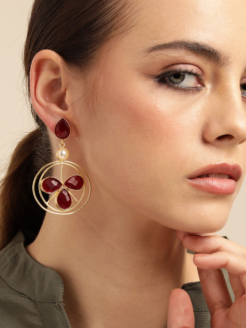 Anouk Gold Plated Beaded Contemporary Drop Earrings