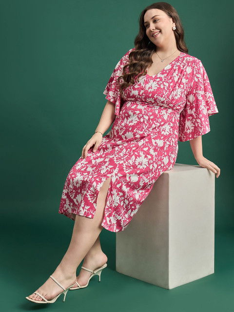 ANJIR Plus Size Floral Printed A-Line Dress - Image 6
