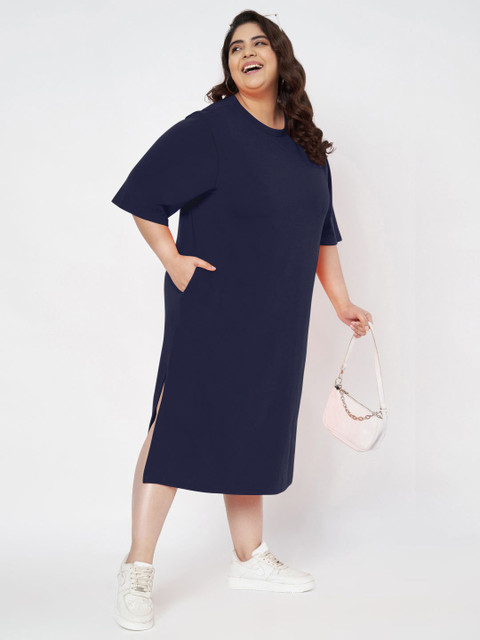 BRINNS Women Plus Size Pure Cotton T-shirt Midi Dress - Image 6