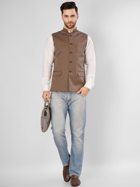 Wintage Men Striped Nehru Jacket - Image 6