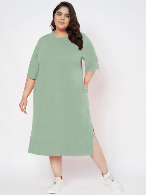 BRINNS Women Plus Size Midi T-shirt Dress