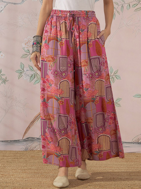 InWeave Women Floral Printed Flared Ethnic Palazzos