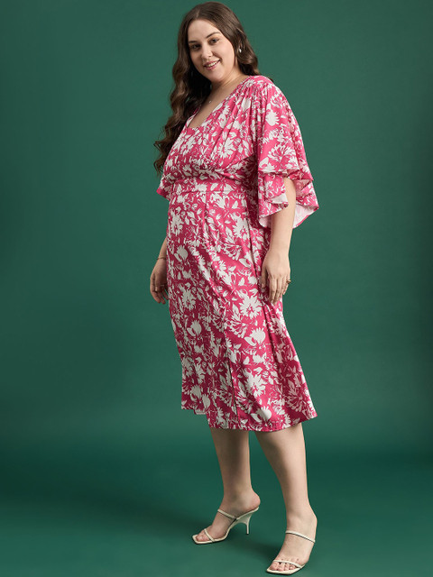 ANJIR Plus Size Floral Printed A-Line Dress - Image 3
