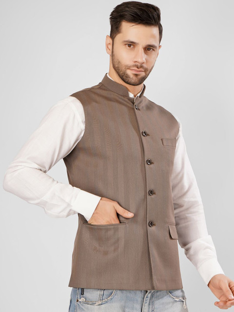 Wintage Men Striped Nehru Jacket - Image 3