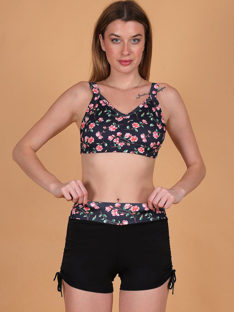 N-Gal Printed Swim Bikini Top & High-Waist Shorts