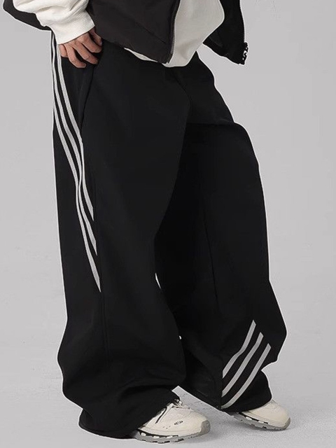DressBerry Women Side Striped Loose Fit Mid-Rise Trousers