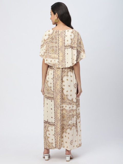 Mystere Paris Women Paisley Print Cape Sleeve Maternity A-Line Maxi Dress - Image 5